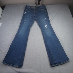 VERVET Jeans Women 29 Blue Flare Distressed Leopard Slit Ankle Distressed